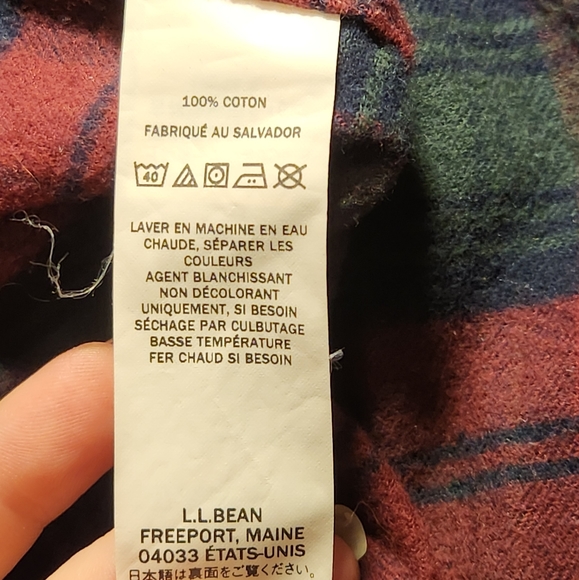 L.L. Bean Mens XLT Slightly Fitted Plaid Flannel Button Down Shirt Red Green - Picture 5 of 5